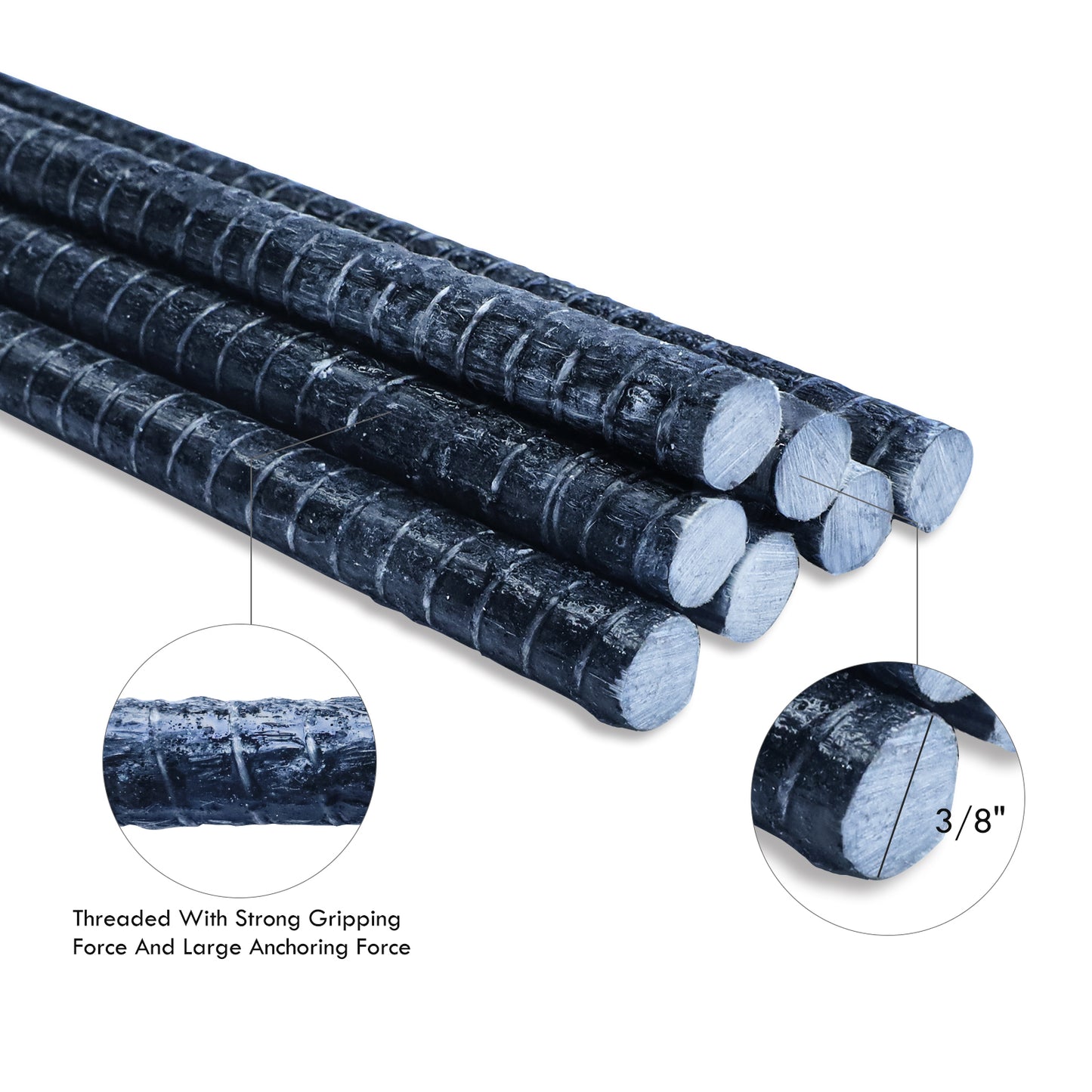 3/8 in. x 3-8 ft. #3 Black Nature Surface FRP Rebar